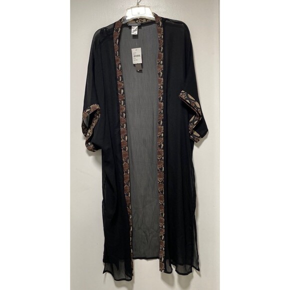 Accessory St Black Snakeskin Print Sheer Full-Length Wrap - Picture 1 of 4